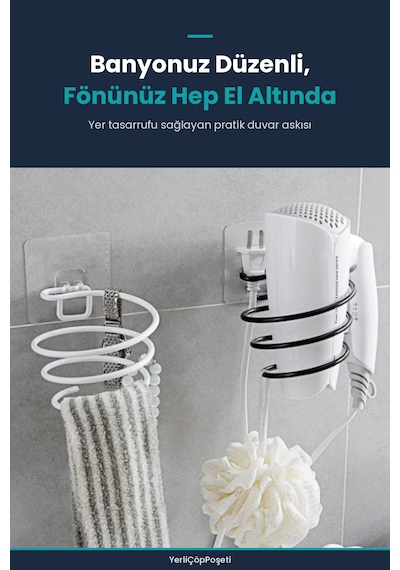 Yerliçöppoşeti Saç Kurutma Makinesi Tutucu Çok Renkli