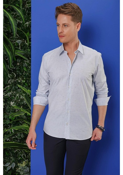 Efor G 1532 Slim Fit Mavi Klasik Gömlek Mavi