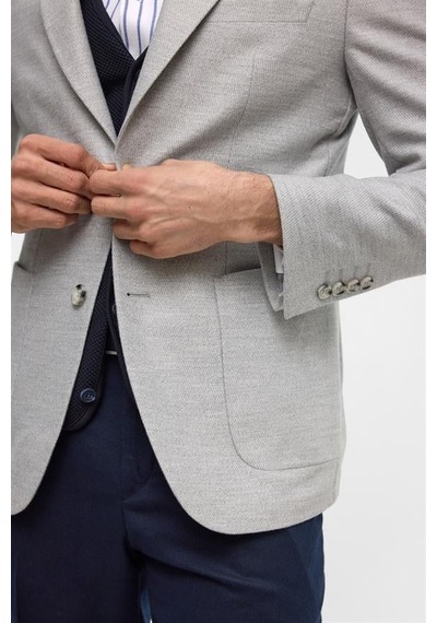Süvari Gri Slim Desenli Mono Yaka 6 Drop Ceket Gri Süvari Gri Slim Desenli Mono Yaka 6 Drop Ceket Gri