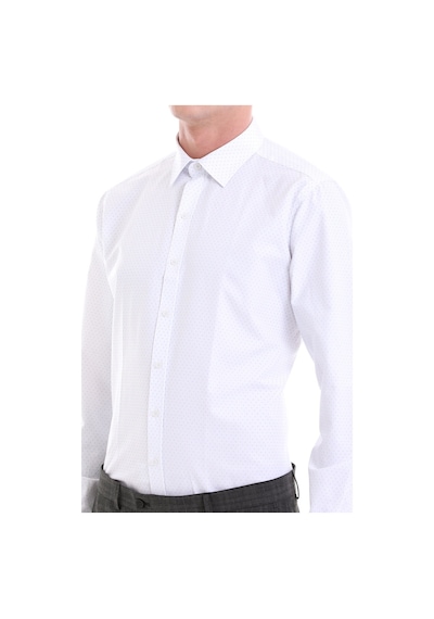 Hatemoğlu Mavi Slim Fit Baskılı Pamuklu Slim Yaka Uzun Kollu Klasik Gömlek Mavi