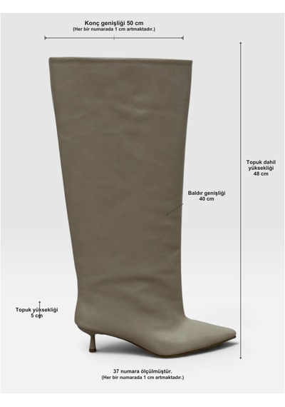 Erva'nın Butiği Bej Cilt Veray Xl Oversize Kalın Baldır 5 Cm Mini Topuk Çizme-6404