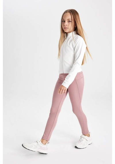Defacto Kız Çocuk Basic Düz Standart Boy Cepli Tayt C9638A824AUPN429 Pembe