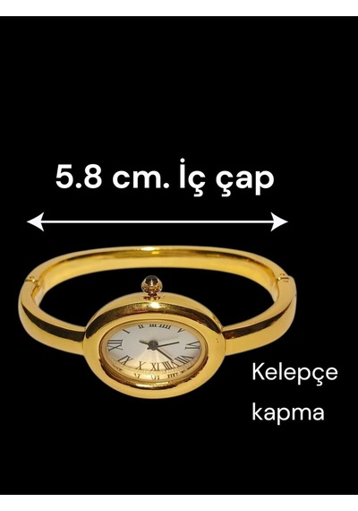 Lüks Tasarım Gold Kelepçe Saat - Antik Roma Kadranlı Kararmaz Çelik Aksesuar