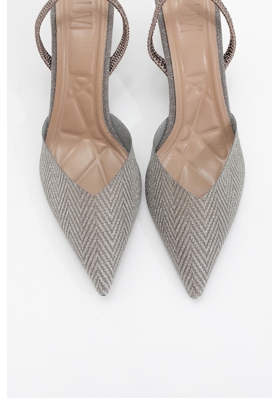 Luvishoes Luvi Shoes Renos Platin Kum Sim Sivri Burun Kadın Topuklu Abiye Ayakkabı Platin