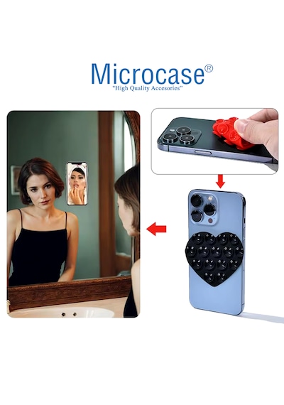 Microcase Vantuzlu Kalp Desen Silikon Cep Telefonu Sabitleme Yapıştırma Pedi Al4793 Açık Pembe