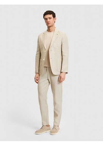 Cacharel Ekru Slim Fit İpek Keten Karışımlı Ceket Bej