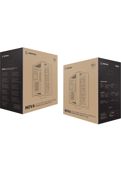 Nova 9.16'' Lcd Ekranlı Hub+kumanda Beyaz 7x12cm Argb Fan+kumanda Gaming Oyuncu Kasası