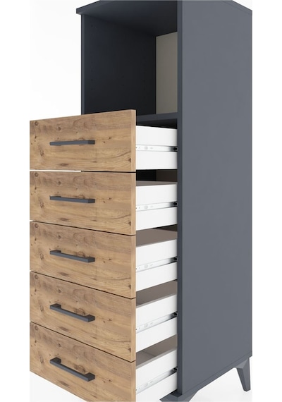 Hyperion Dolap Tek Raflı 5 Çekmeceli 44x44x134 Antrasit-çam Antrasit