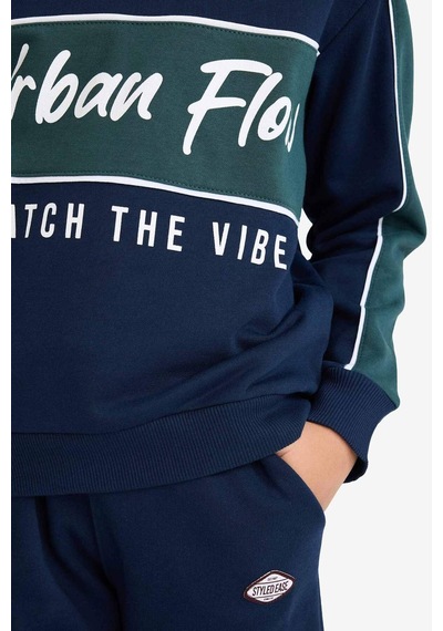 Defacto Erkek Çocuk 2li Takım Kapüşonlu Baskılı Sweatshirt Eşofman Altı G5354a825wnnv256 Lacivert-nv256