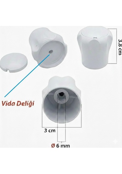 Radyatör Vanası Başlığı 5 Adet 6mm Vidalı Ve Kapaklı Petek Vanası Başlığı Diğer