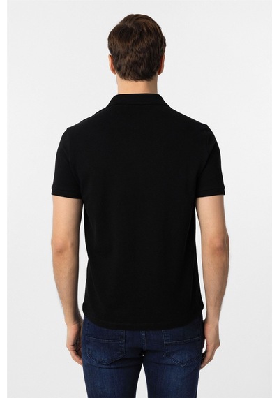 Süvari Siyah Slim Fit Düz Polo Yaka Tişört