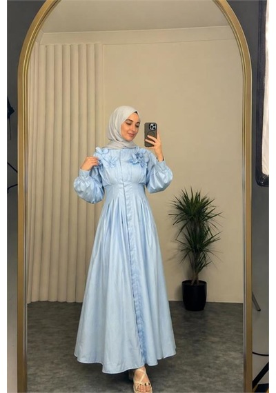 Neşeli Butik Kadın Bebe Mavi Belden Oturtmalı Çiçek Detaylı Premium Tesettür Elbise Nbvq4933 Bebe Mavisi Neşeli Butik Kadın Bebe Mavi Belden Oturtmalı Çiçek Detaylı Premium Tesettür Elbise Nbvq4933 Bebe Mavisi