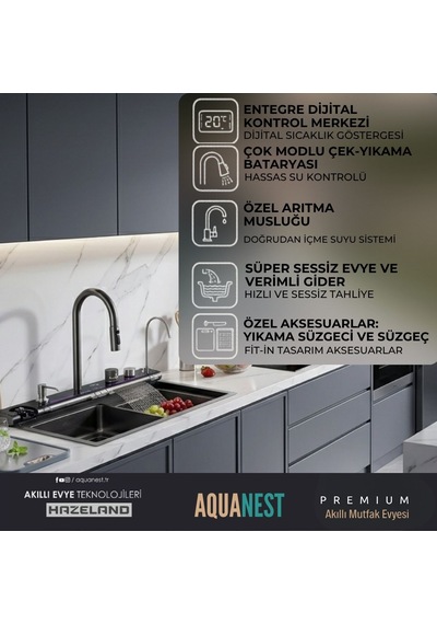 Hazeland Aquanest 7 Tuşlu Akıllı Evye Smart Evye Akıllı Mutfak Ev