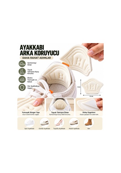 Enfa Enf-1525 Ayakkabı Topuk Vurma Önleyici Yapışkanlı Sünger 2'li- 100'li Paket Siyah
