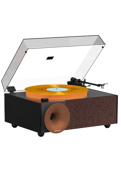 Fennessy İ5s Bluetooth Hoparlörlü 45w Hi-fi Işıklı Retro Pikap Plakçalar Turntable, Kahverengi