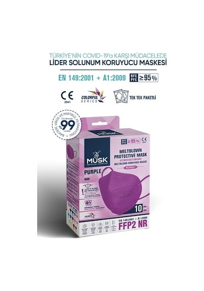 Musk Ffp2 Maske Mor Renk 10 Adet
