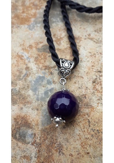 Stoneagejewellery Stoneage Mor Akik Doğal Taş Kolye Ucu Siyah Ipek Kordon Hediyeli Çok Renkli