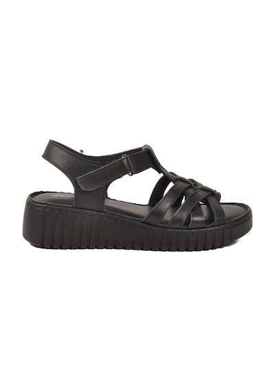 Pierre Cardin Siyah Hakiki Deri Cırtlı Kadın Günlük Topuklu Sandalet Pc-54787 Z Siyah