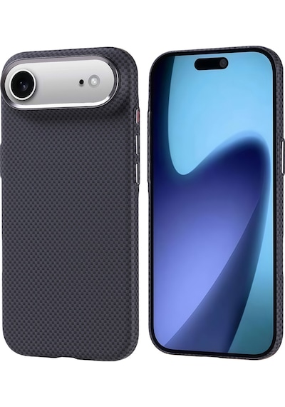 Techaks Apple Uyumlu iPhone 17 Air Kılıf M-safe Şarj Özellikli Karbon Fiber Görünümlü Tchs Nekst Kapak - Siyah Siyah