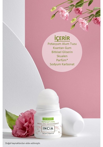 Lexroo %100 Doğal Roll On Deodorant Kadınlar İçin Ter Kokusu Önleyici Lekesiz 50 Ml