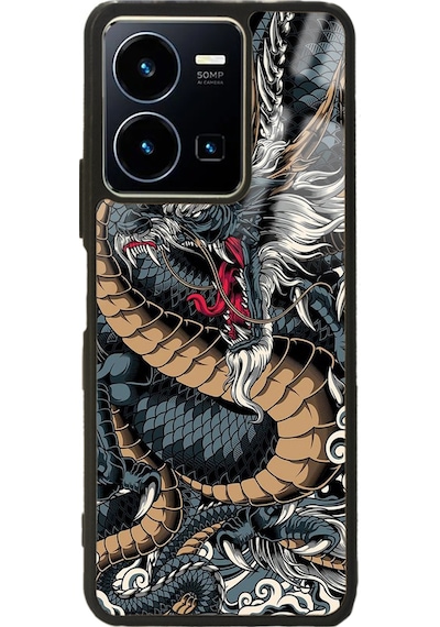 Vivo Y35 Ejderha Tasarımlı Glossy Telefon Kılıfı Çok Renkli