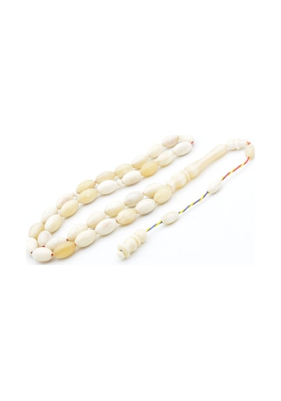Sistemli Beyzi Kesim İri Boy Balina Kemiği Tesbih Beyaz