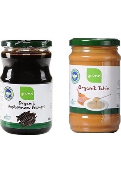 Grünn Organik Keçiboynuzu Pekmezi 850 G + Organik Tahin 300 G