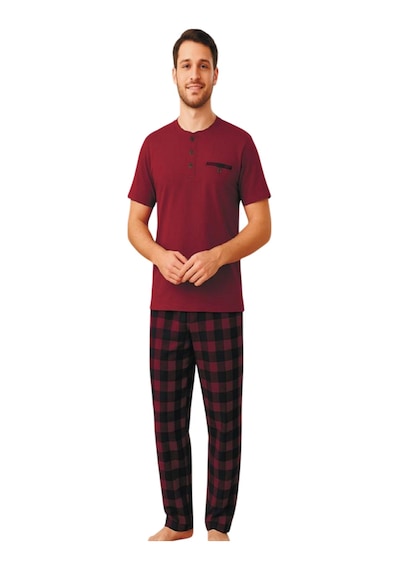 Erdem Erkek Yazlık Pijama Takımı Dfnyzl Bordo
