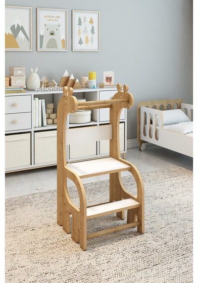 Fida Montessori Öğrenme Kulesi Ahşap Çocuk Mutfak Basamağı