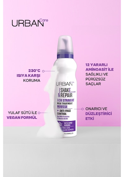 Urban Shake N Repair Heat Protection 7/24 Straight Milk Saç Bakım Köpük 150 ML