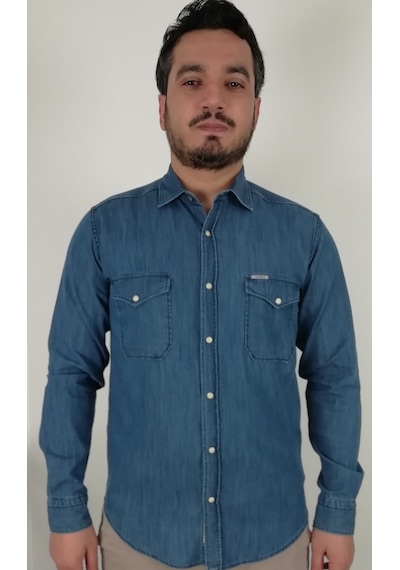 Tousus Slim Fit Kot Erkek Gömlek Slm-2013-tss Mavi
