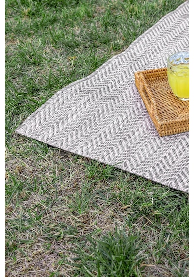 Fresco Antrasit Ekru İskandinav Jüt Yıkanabilir Halı Kilim Balkon Antrasit - Ekru