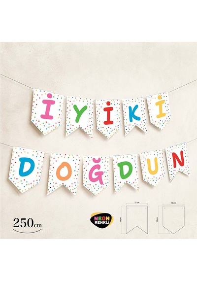 İyi Ki Doğdun Neon Beyaz Banner 250 Cm Tüm Yaşlar