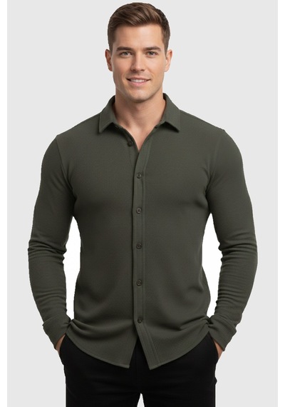 Deepsea Haki Slim Fit Örme Kumaş Likralı Erkek Gömlek Nefes Alan Esnek Ve Modern Tasarım 2602604 Haki Deepsea Haki Slim Fit Örme Kumaş Likralı Erkek Gömlek Nefes Alan Esnek Ve Modern Tasarım 2602604 Haki