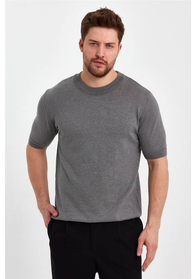 Cool Tarz Füme Erkek Yarım Balıkçı Düz Triko T-shirt-trz19129r14s Füme Füme