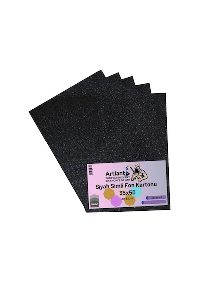 Simli Fon Kartonu 35X50 5 Adet Artlantis Simli Fon Kartonu 35x50