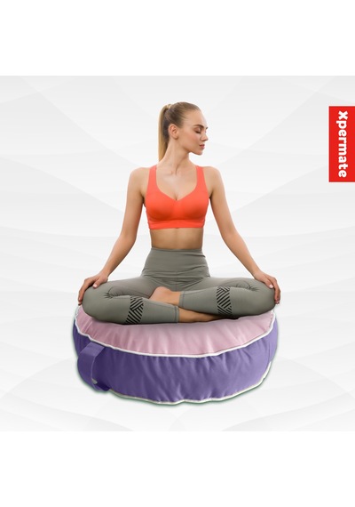 Xpermate İç Dış Mekan Meditasyon Minderi Fermuarlı Yoga Minderi Pembe Lila Lila - Pembe