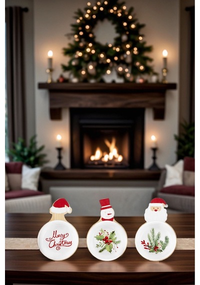 Karaca  New Year Yılbaşı Bamboo Snack Noel Baba 3'lü Çerezlik