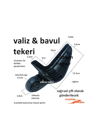 Çanta Tekeri Sağ Sol Bavul Tekeri Çanta Tekerlek Çiftli