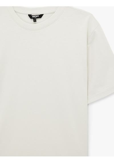 Koton Regular Fit Bisiklet Yaka Pamuklu Basic Kısa Kollu Tişört Bej 6sam10011mk Ekru
