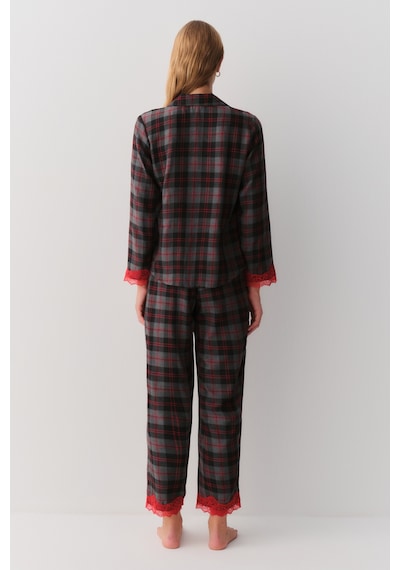 Suwen Feel Maskülen Pijama Takımı Sh26125660b1360 Gri Melanj Ekoseli