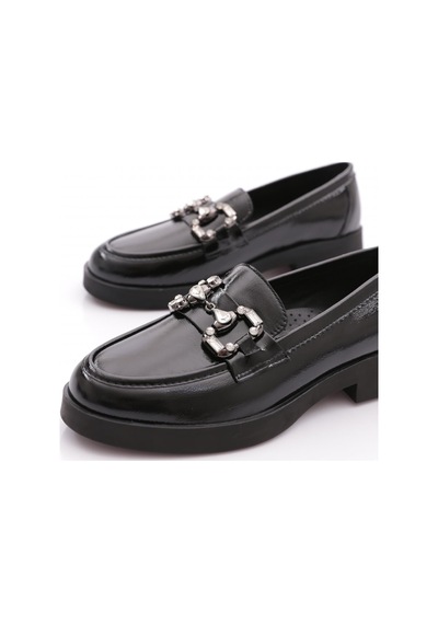 Dgn 9000 Kadın Loafer Ayakkabı Siyah Rugan