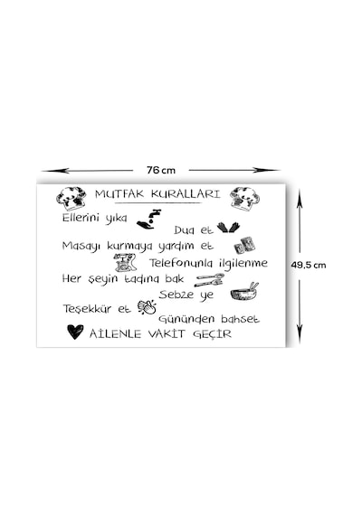Decorita Beyaz Mutfak Kuralları | Cam Ocak Arkası | 49,5cm x 76cm