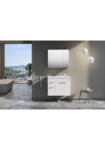Orka Enez 80 Cm Mdf Beyaz Banyo Dolabı Alt Modül Ve Lavabo Beyaz