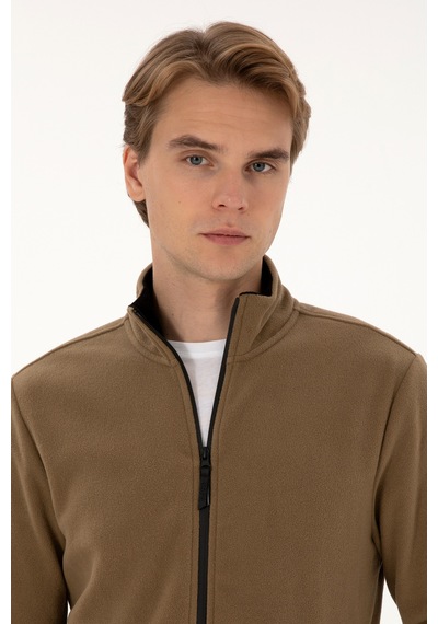 U.S. Polo Assn. Erkek Regular Fit Haki Polar Örme Hırka 50313779-VR027