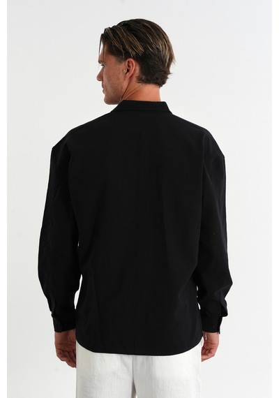 Redline Comforted Erkek Oversize Pamuk Gömlek Siyah