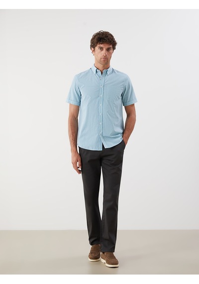 Lcwaıkıkı Classic Yeşil Regular Fit Kısa Kollu Ekose Poplin Erkek Gömlek