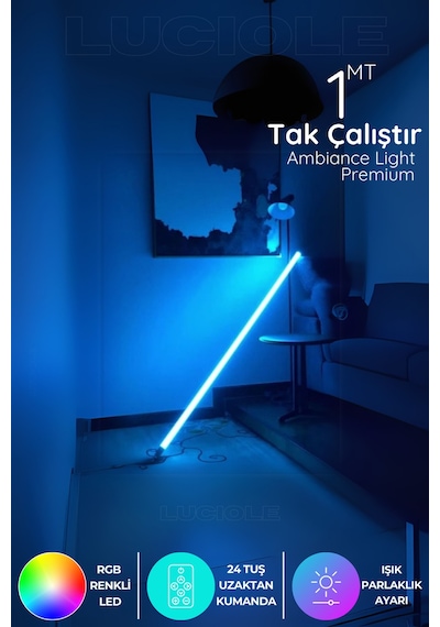 Rgb Led Strip Tube Light Abajur Uzaktan Kumandalı Işık Lamba Ampül Aydınlatma Renkli Atube5