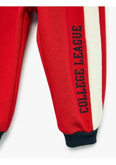 Koton Pamuklu Renk Bloklu Beli Lastikli Jogger Eşofman Altı Kırmızı 7wmb40036tk