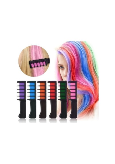 Rengarenk Saç Boyama Tebeşiri - Mini Taraklı Konsept Saç Boyama Seti Hair Chalk Turuncu